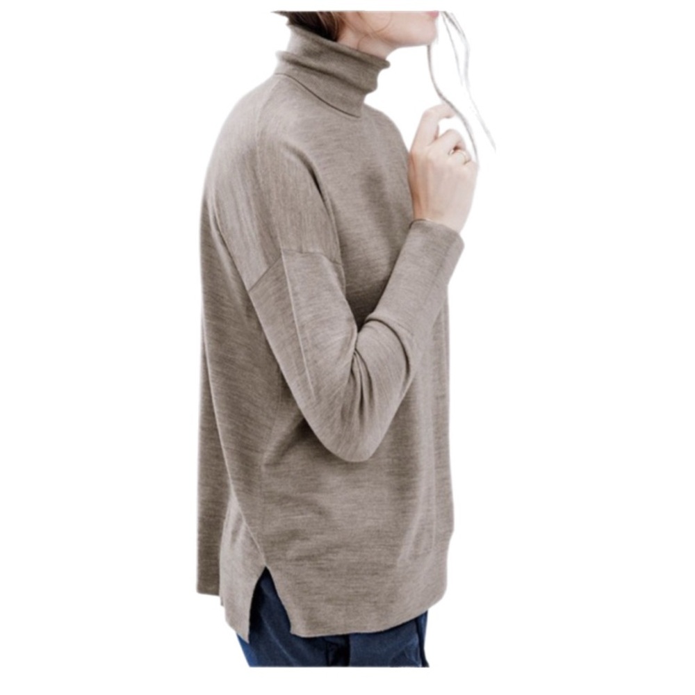 EUC J Crew Merino Wool Turtleneck Tunic with Side Slits